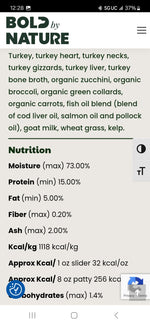 Load image into Gallery viewer, Bold By Nature Turkey 6lbs (8oz, 12 patties)