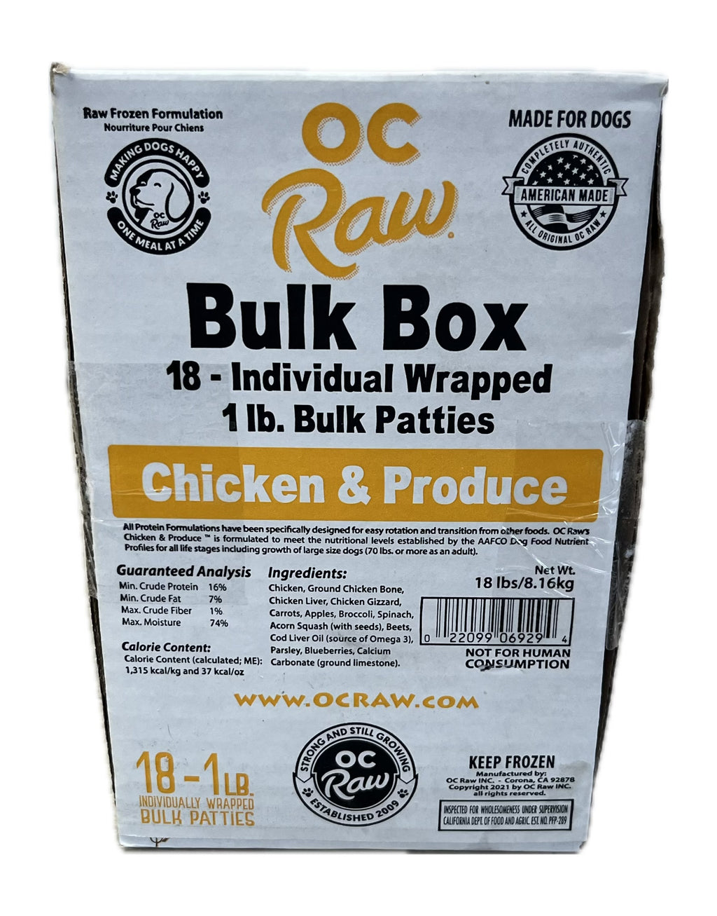OC Raw Chicken & Produce 18lb