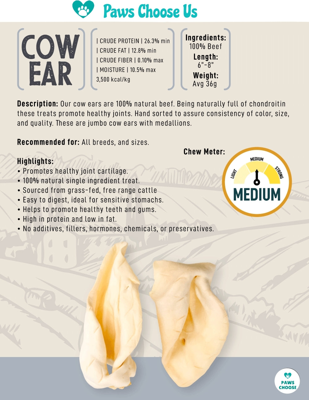 Large Cow Ears - Paws Choose Us