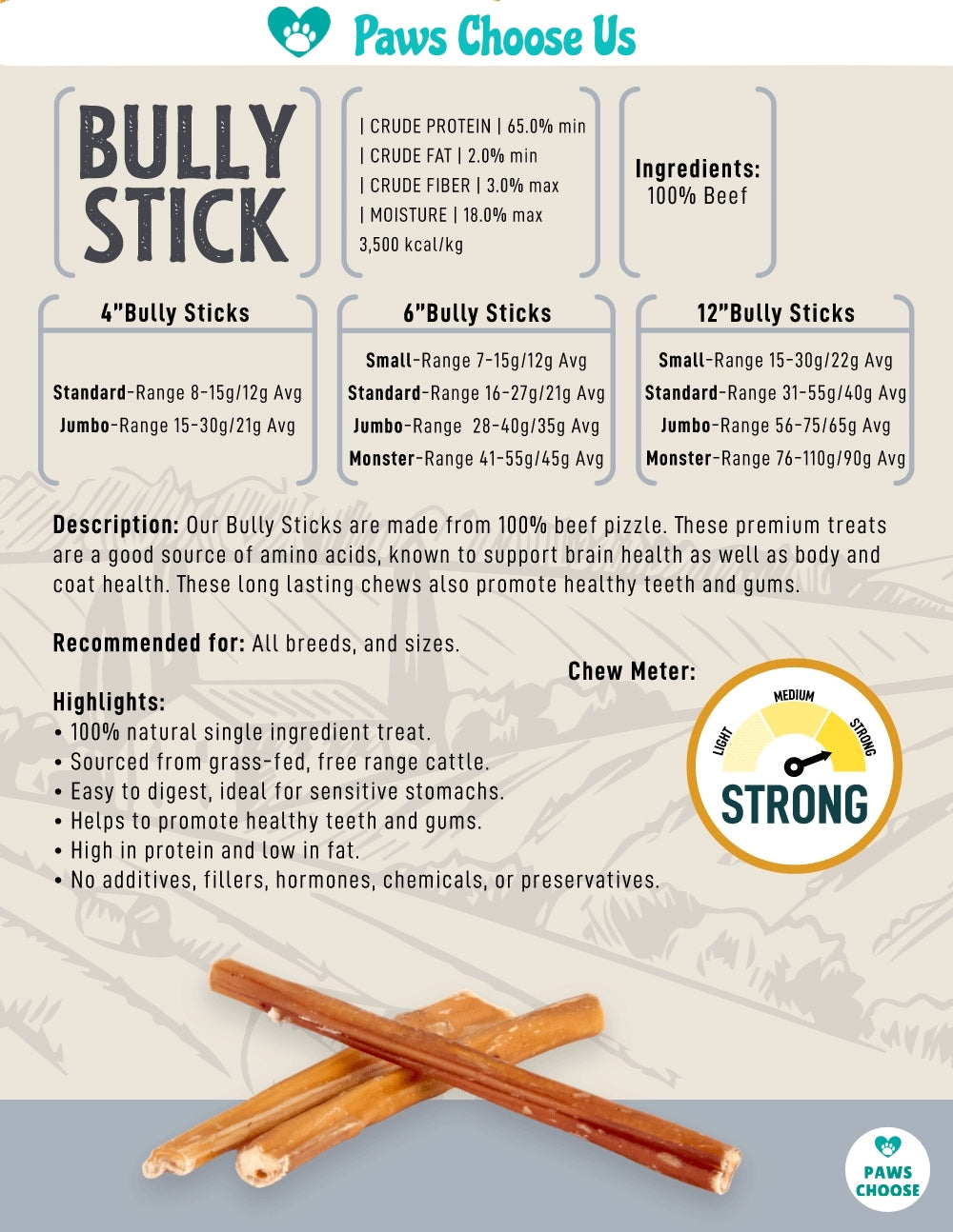 Bully Sticks - Paws Choose Us