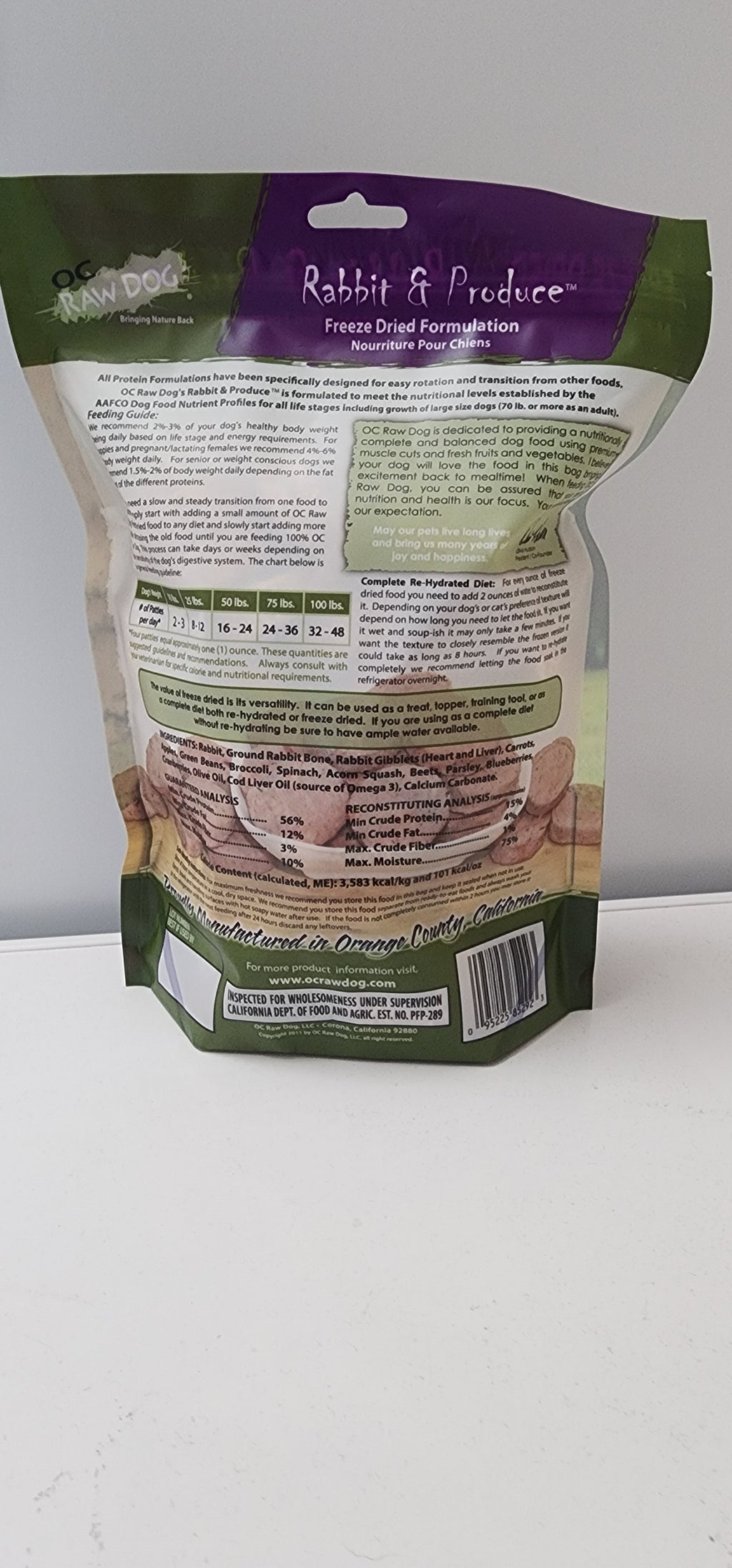 Oc Raw Freeze Dried Rabbit & Produce 14oz