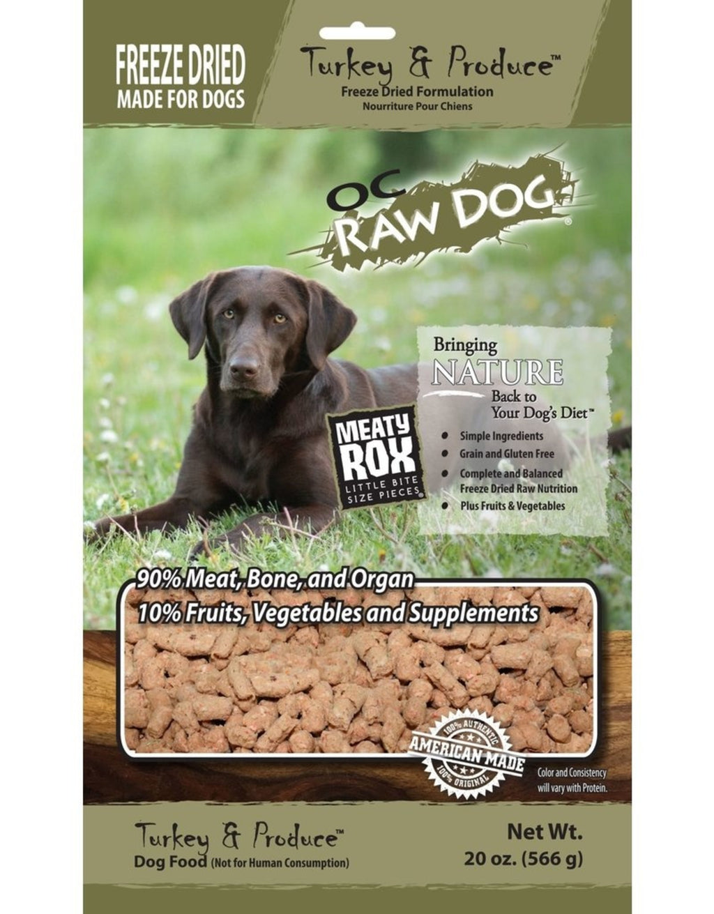 OC Raw Freeze Dried Turkey and Produce 14oz - Paws Choose Us