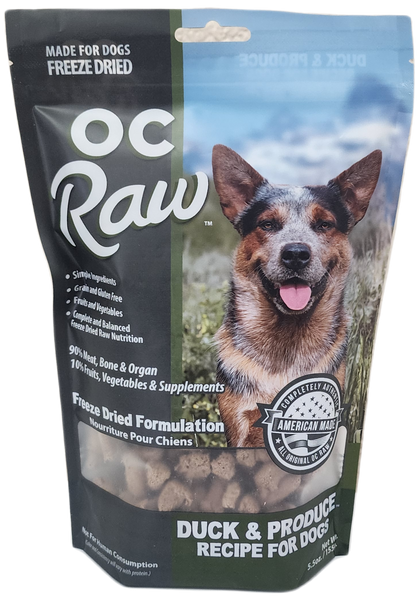 OC Raw Freeze Dried Duck and Produce 5.5oz