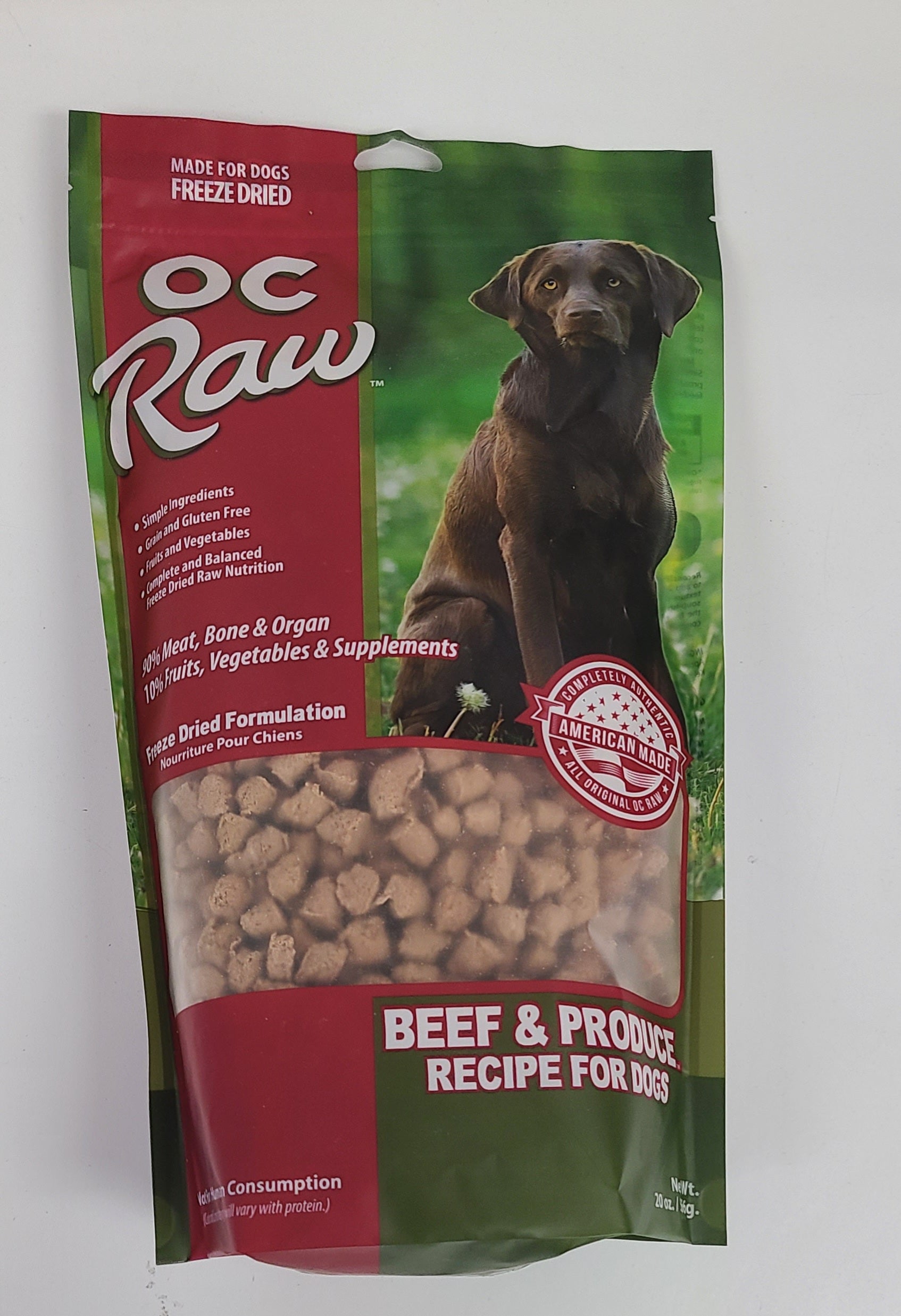 OC Raw Freeze Dried Beef and Produce 20oz
