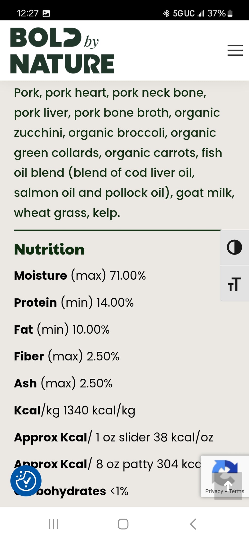 Bold By Nature Pork 6lbs (8oz, 12 patties)