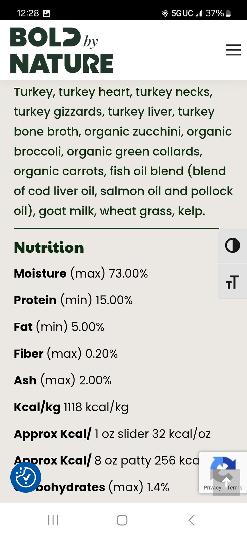 Bold By Nature Turkey Box 18lbs (8oz, 36 patties)