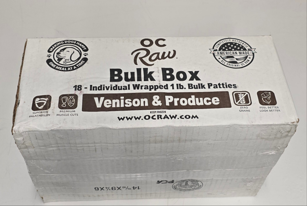 Oc Raw Venison and Produce 18lb box