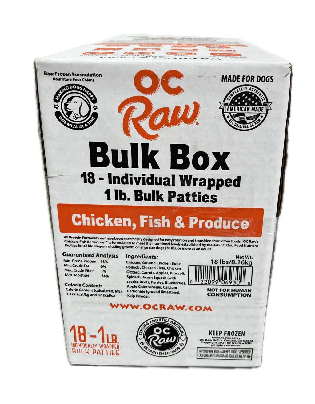 OC Raw Chicken, Fish, & Produce 18lb Box