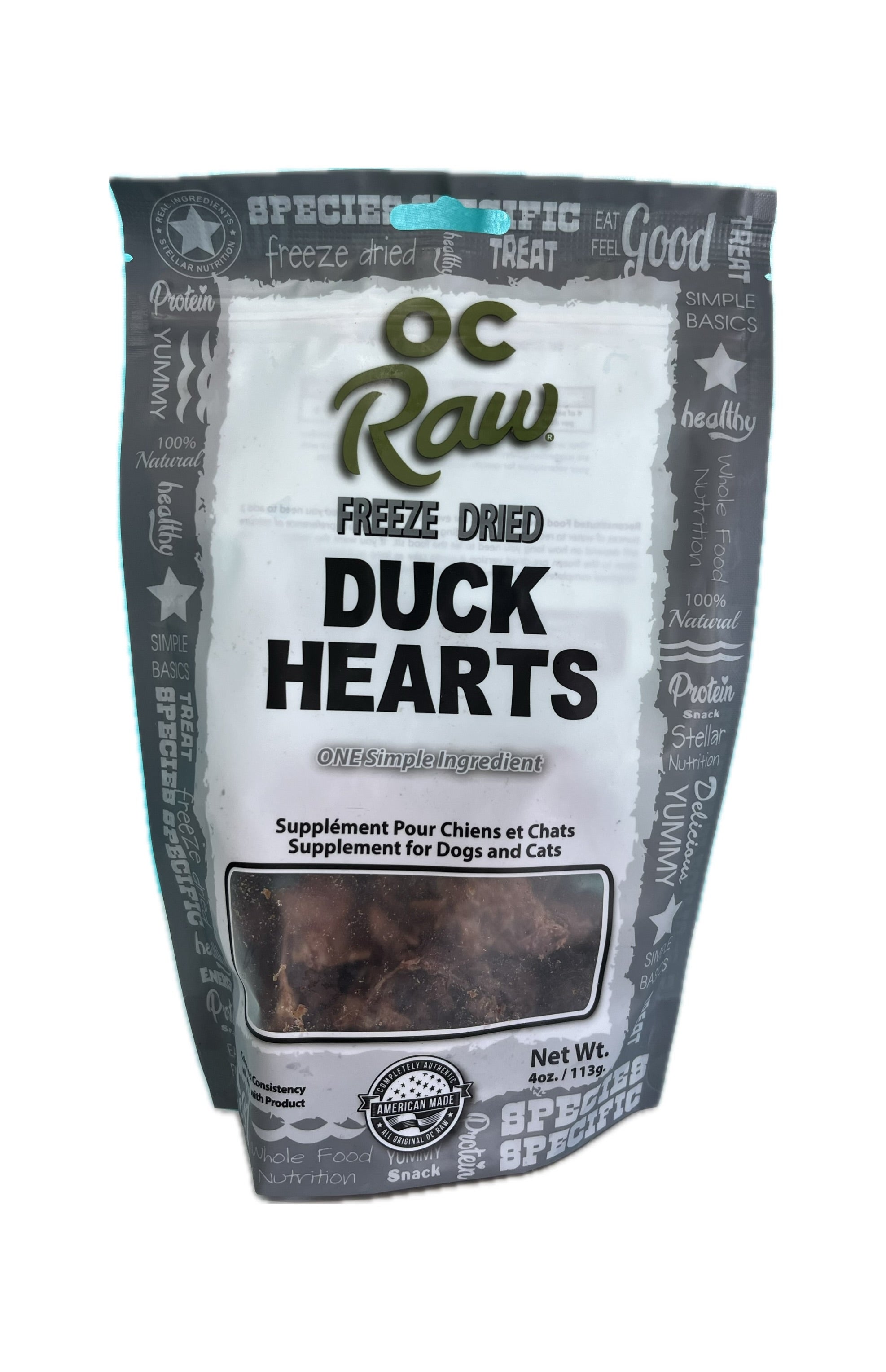 OC Raw Freeze Dried Duck Hearts