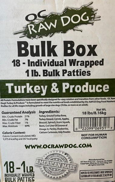 Oc Raw Turkey and Produce - Paws Choose Us