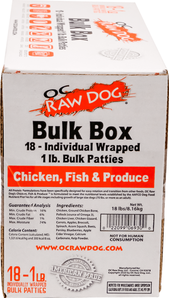 Oc Raw Chicken/Fish 18lb Box - Paws Choose Us