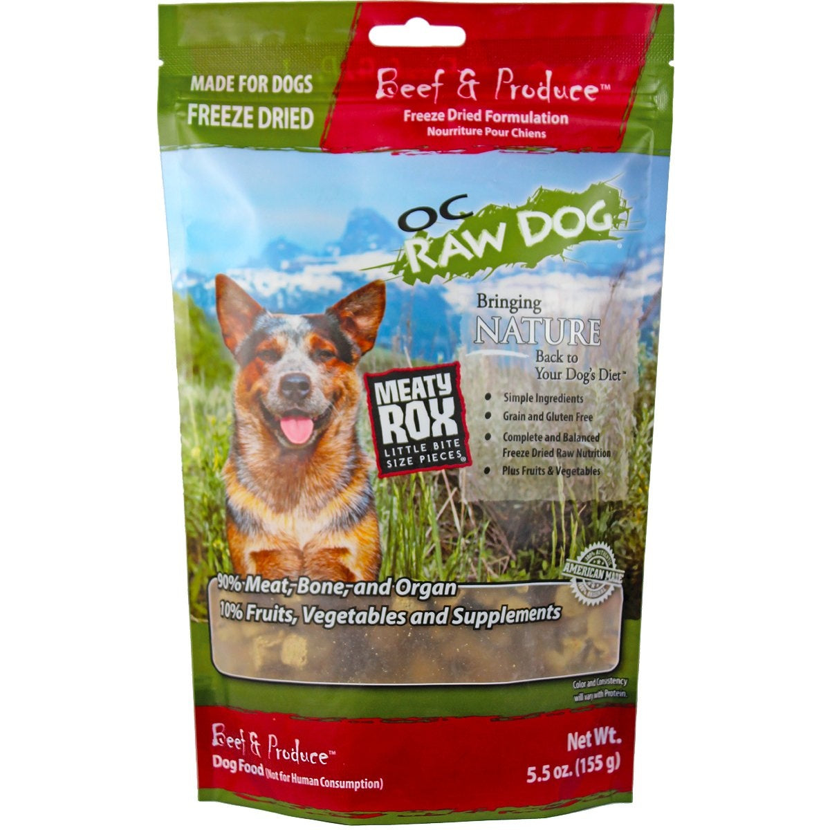 OC Raw Beef and Produce Freeze-Dried 5.5oz - Paws Choose Us