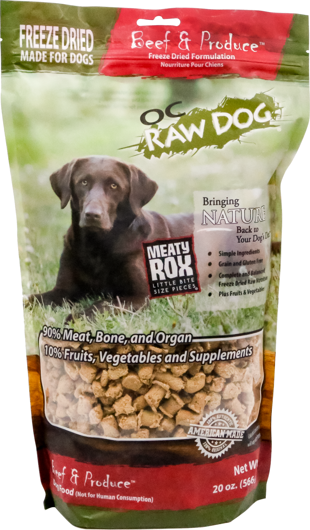 OC Raw Freeze Dried Beef and Produce 20oz - Paws Choose Us